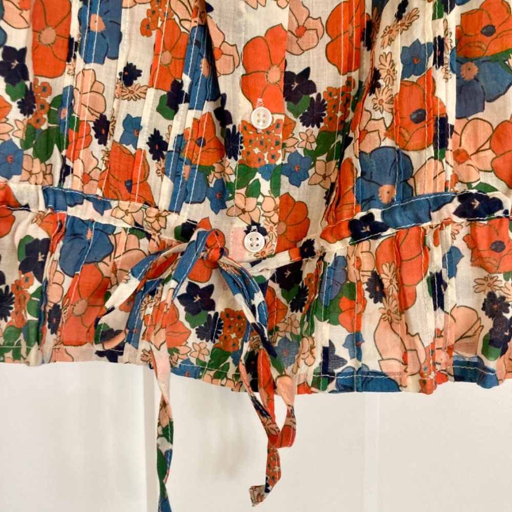 NWT Trovata Lorita Marina Floral Blouse Large - Picture 5 of 9
